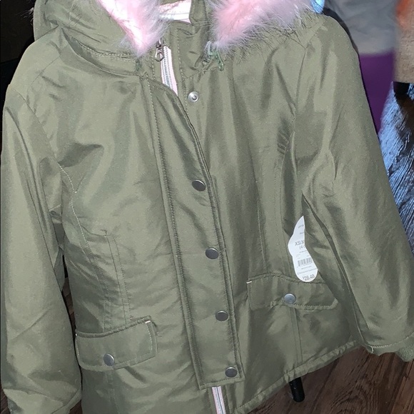 Girls jacket xs size 4-5 parka jacket green - Picture 2 of 5